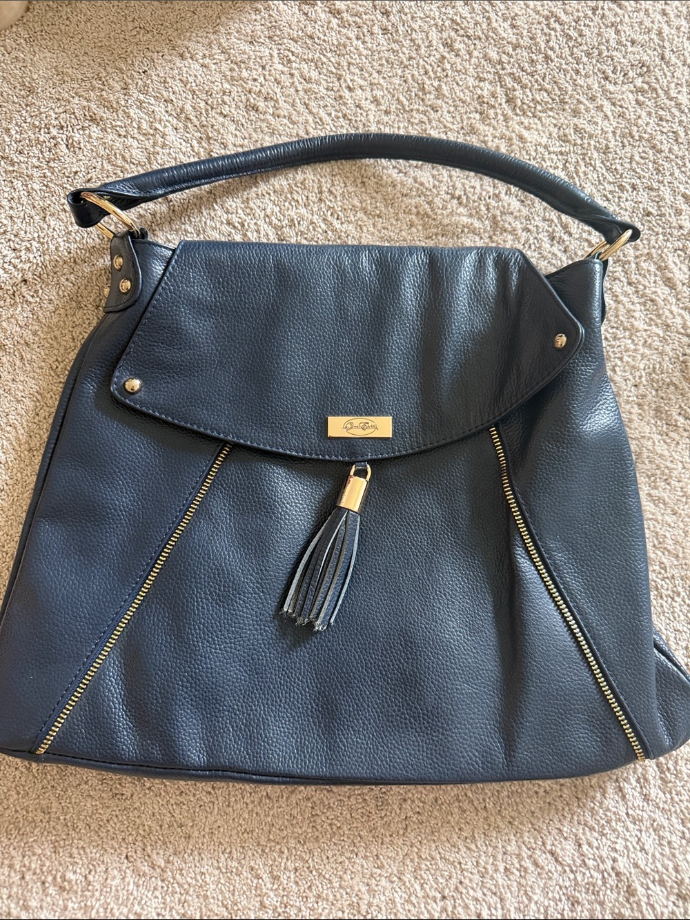 Onna Ehrlich- Navy Leather Tassel Purse